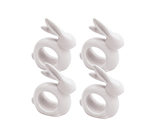 Porta Guardanapo Coelho Branco Mesa Posta Páscoa 4Un