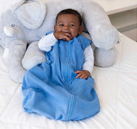 Saco de dormir para bebê em Moletinho Azul (Meia Estação)