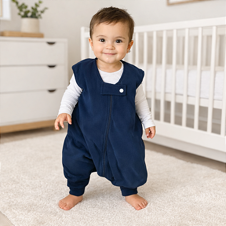 Saco de dormir bebê com pezinho em Microsoft Marinho [Inverno]