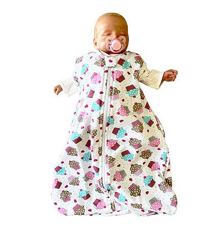 Saco de dormir para bebê em Moletinho Cupcake (Meia Estação)