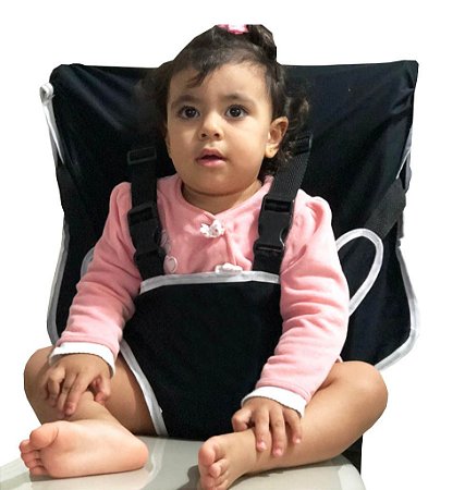 Cadeirinha Assento Portátil para Bebê em Tecido Preto