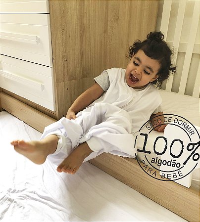 Saco de dormir infantil com pezinho em malha 100% algodão branco (verão)