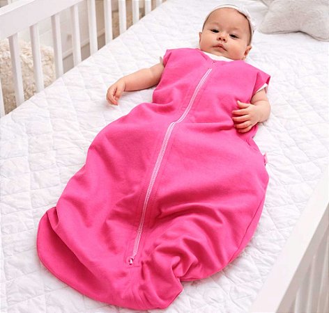 Saco de dormir para bebê em Moletinho Rosa (Meia Estação)