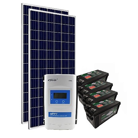 Kit Energia Solar Off Grid c/ Bateria 690Wp - até 2495Wh/dia Ribsol