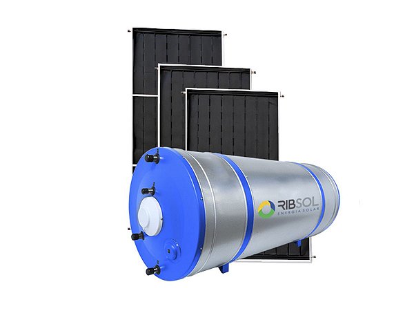 Kit Solar Boiler 400 litros nivel e 2 Coletores 200x100cm aço Inox Ribsol Energia Solar