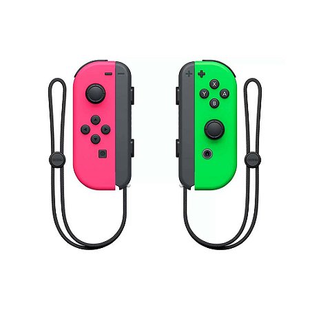 Controle Nintendo Switch Sem fio Joy Con Rosa e Verde