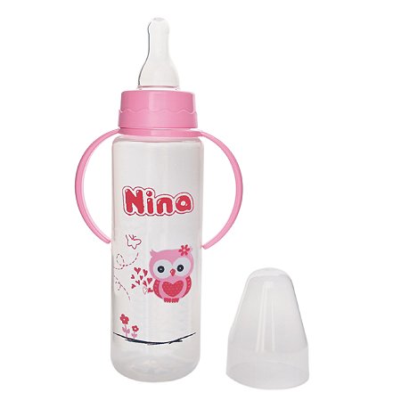 Mamadeira Nina com Alça 240ml Convencional - Rosa