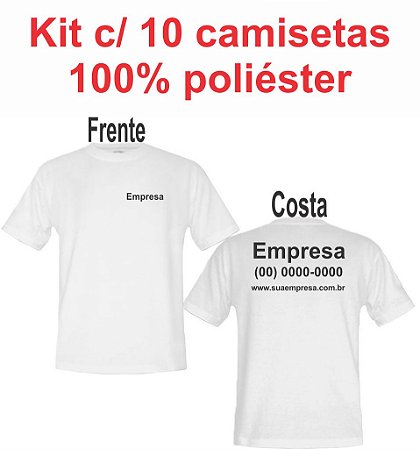 Kit c/ 10 camisetas 100% Poliéster branca