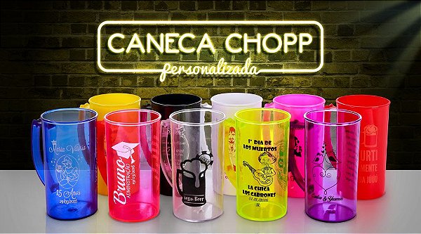 Kit 100 UN Caneca de chopp - 400 ml Personalizada