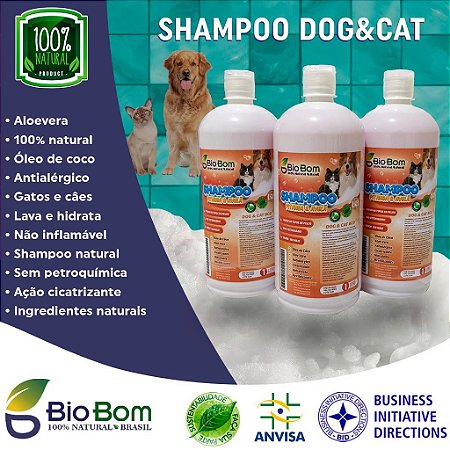 SHAMPOO BIOBOM  PET DOG & CAT BCO 1L - ECODERMATOLÓGICO - ANTIALÉRGICO - ÓLEO ESSENCIAL (FARDO 6 UND)