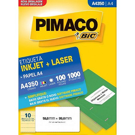 Etiqueta Pimaco A4350 55,8x99mm c/ 100fls 1000un
