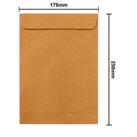 Envelope Kraft Natural 176mmx250mm - 80g pct c/ 100un