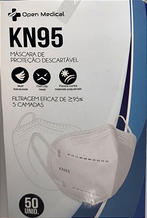 Máscara Facial Descartável KN95 Open Medical c/ 50un