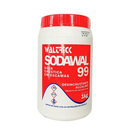 Sodawal 99% Soda Cáustica em Escamas 1kg Waltrick
