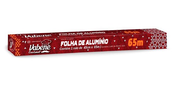 Papel Alumínio em Rolo 45cmx65m Vabene