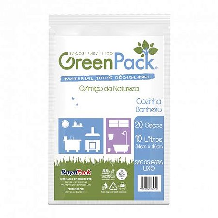 Saco para Lixo Greenpack Cozinha e Banheiro 10L c/ 20 un.