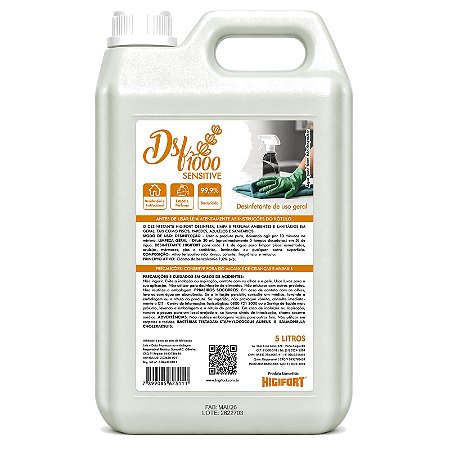 Desinfetante Concentrado Higifort DSF1000 1:30 5L Sensitive