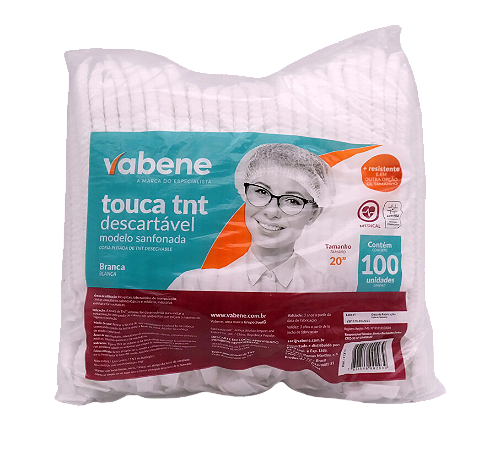 Touca TNT Branca Sanfonada 100un Tamanho G 20"