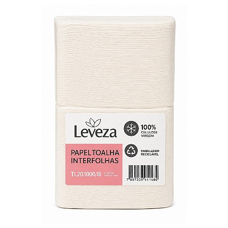 Papel Toalha Interfolhas Leveza 100% Celulose Virgem 20x20cm 1000 Folhas