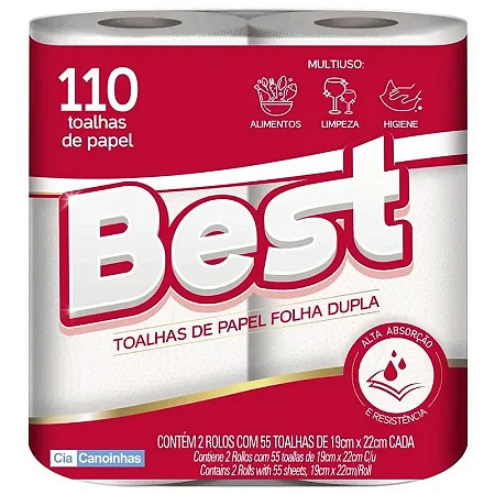 Papel Toalha Rolo Cozinha Best c/2 110 Folhas