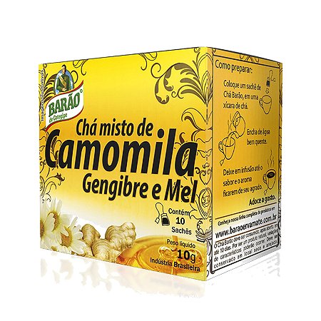 Chá Barão Camomila, Gengibre e Mel 13g (5x10 sachês)