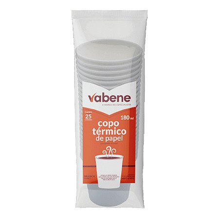 Copo de Papel Branco 180ml C/25
