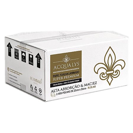 Papel Toalha Interfolhado Acqualys Folha Dupla Laminado 22x20cm c/ 2400 Folhas