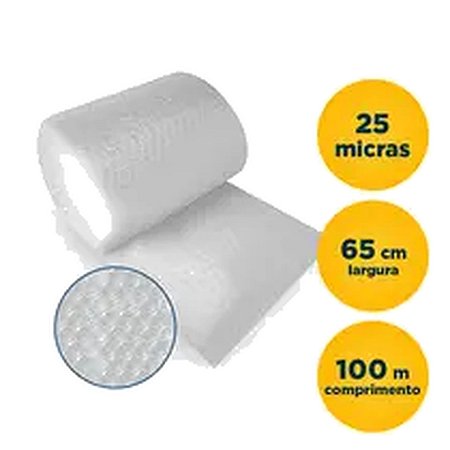 Plástico Bolha 65cmx100m 25 Micras