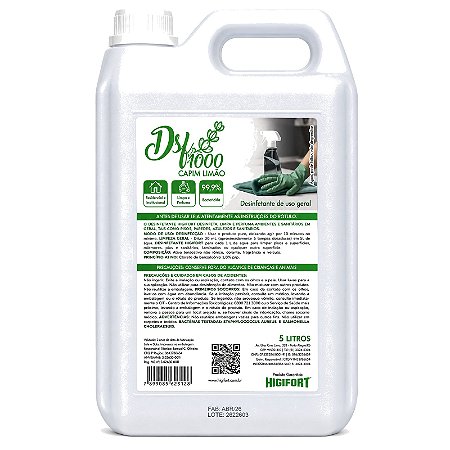 Desinfetante Concentrado Higifort DSF1000 1:30 5L Capim Limão