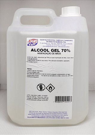 Álcool Gel 70º - Clean Vale (5kg)