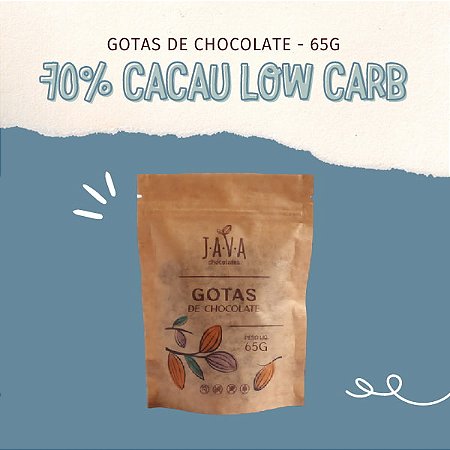 GOTAS de chocolate low carb 70% CACAU com eritritol - 65 g