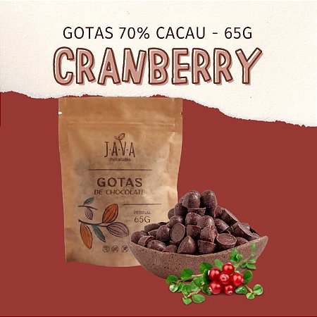 GOTAS de chocolate 70% CACAU com CRANBERRY - 65 g
