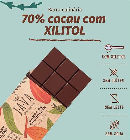 Barra de chocolate 70% cacau com XILITOL LOW CARB - 1kg