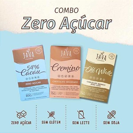 KIT Chocolates ZERO AÇÚCAR DOCINHO - Combo com 3 produtos zero açúcar mas suaves ao paladar.