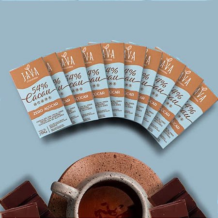 Chocolate zero açúcar meio amargo - 54% CACAU - CAIXA COM 10 UNIDADES 20g - NOVO PESO