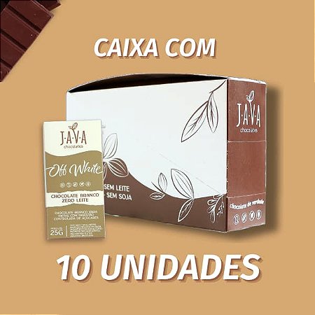 Chocolate Branco vegano OFF WHITE Zero Açúcar - CAIXA COM 10 UNIDADES 25g