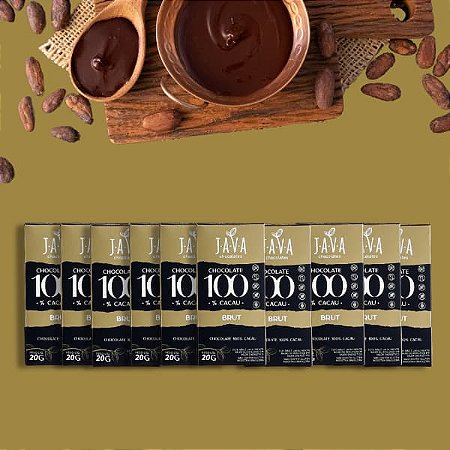 Chocolate 100% Cacau BRUT - CAIXA COM 10 UNIDADES 20g - NOVO PESO