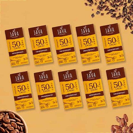 Chocolate 50% cacau MINEIRINHO - CAIXA COM 10 UNIDADES 20g - NOVO PESO
