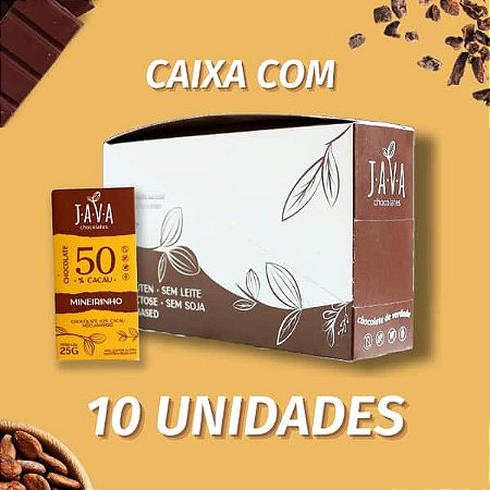 Chocolate 50% cacau MINEIRINHO - CAIXA COM 10 UNIDADES 25g