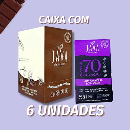 Chocolate recheado creme de avelã - LOW CARB - CAIXA COM 6 UNIDADES 75G