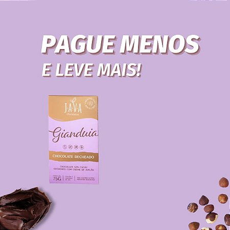 Chocolate RECHEADO creme de avelã - meio amargo - CAIXA COM 6 x 75G