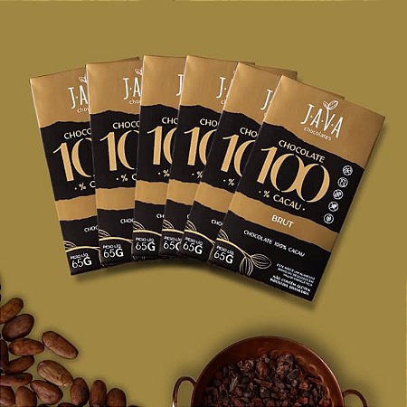 Chocolate 100% cacau bean to bar BRUT - CAIXA COM 6 UNIDADES 65G - NOVO PESO