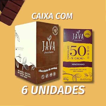 Chocolate Mineiro - Cacau MINEIRINHO - 50% cacau - CAIXA COM 6 UNIDADES 80G