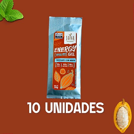 GEL DE CARBOIDRATO Natural - Chocolate com Menta 10 UNIDADES DE 30g - Puro e Vegano
