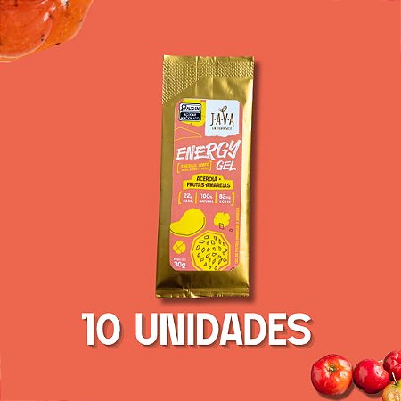 GEL DE CARBOIDRATO Natural - Acerola e Frutas Amarelas 10 UNIDADES DE 30g - Puro e Vegano