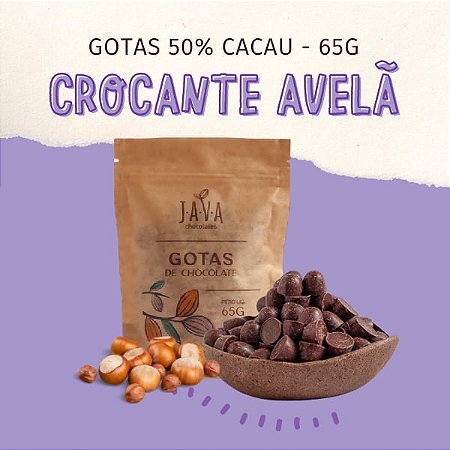 GOTAS 50% cacau CROCANTE AVELÃ - 65 g