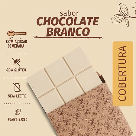 Cobertura Chocolate Vegano Branco 1 kg - Sem glúten, sem leite, vegano
