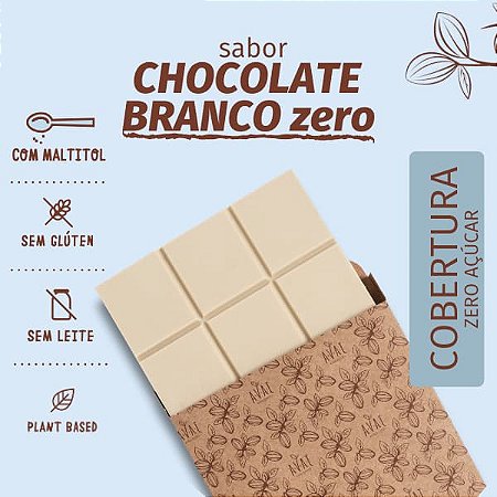 Cobertura Chocolate Branco Vegano Zero Açúcar 1 kg - Sem glúten, sem leite, vegano