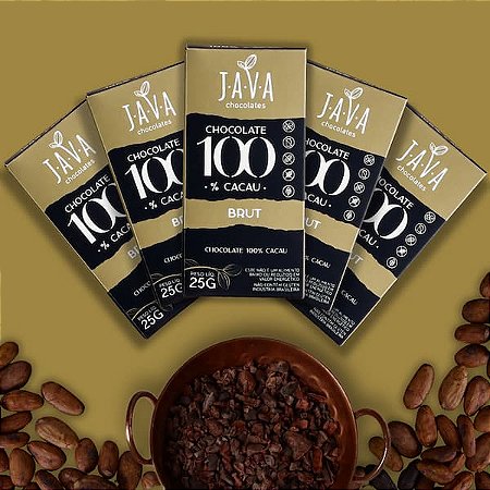 Chocolate 100% Cacau BRUT -PACK  5 tabletes de 25g - Cacau Orgânico