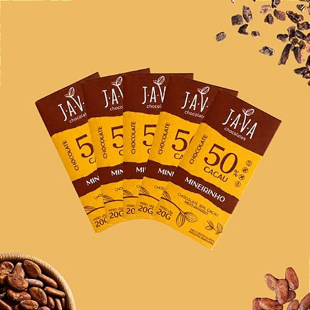 Chocolate 50% cacau MINEIRINHO - PACK 5 tabletes de 20g - NOVO PESO